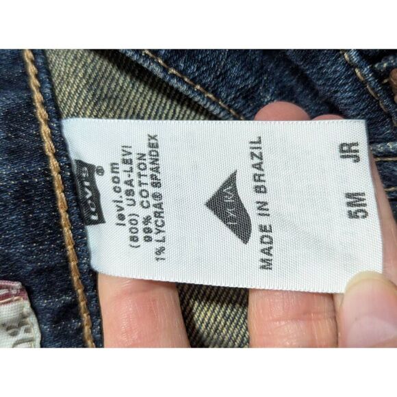 Levi's Junior Blue Medium-Wash & Red Ruffle Legs Skinny 503 Denim Jeans Size 5 - Picture 7 of 9